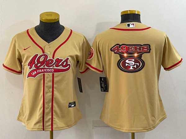 Youth San Francisco 49ers Gold Team Big Logo With Patch Cool Base Stitched Baseball Jersey->youth nfl jersey->Youth Jersey